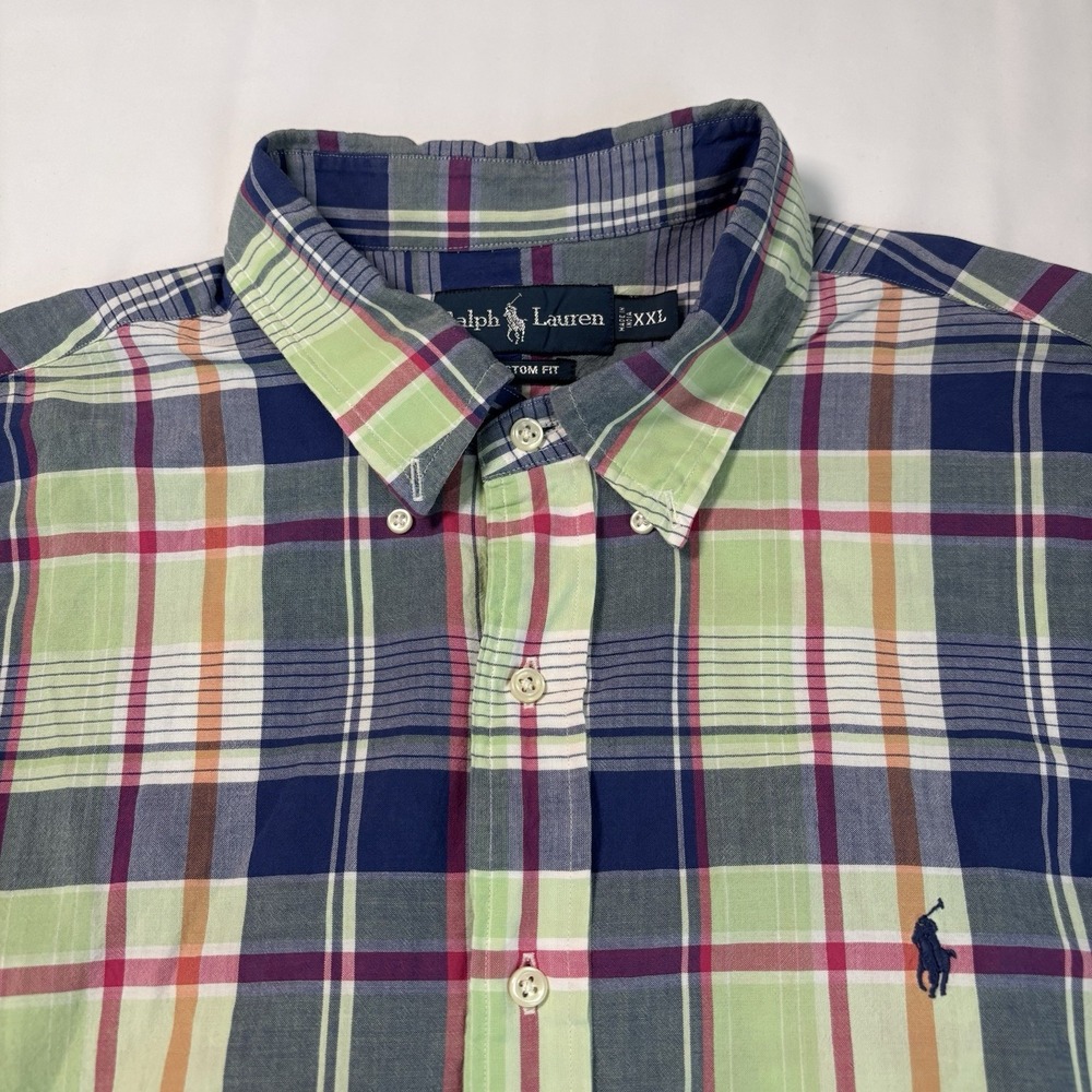 Polo Ralph Lauren Plaid Multicolor Button-Up Collared Shirt XXL Custom Fit